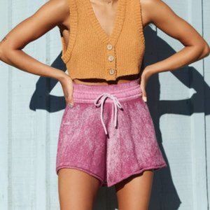 FREE PEOPLE Summertime Blues High Rise Knit Shorts In Lilac Wine Size XS